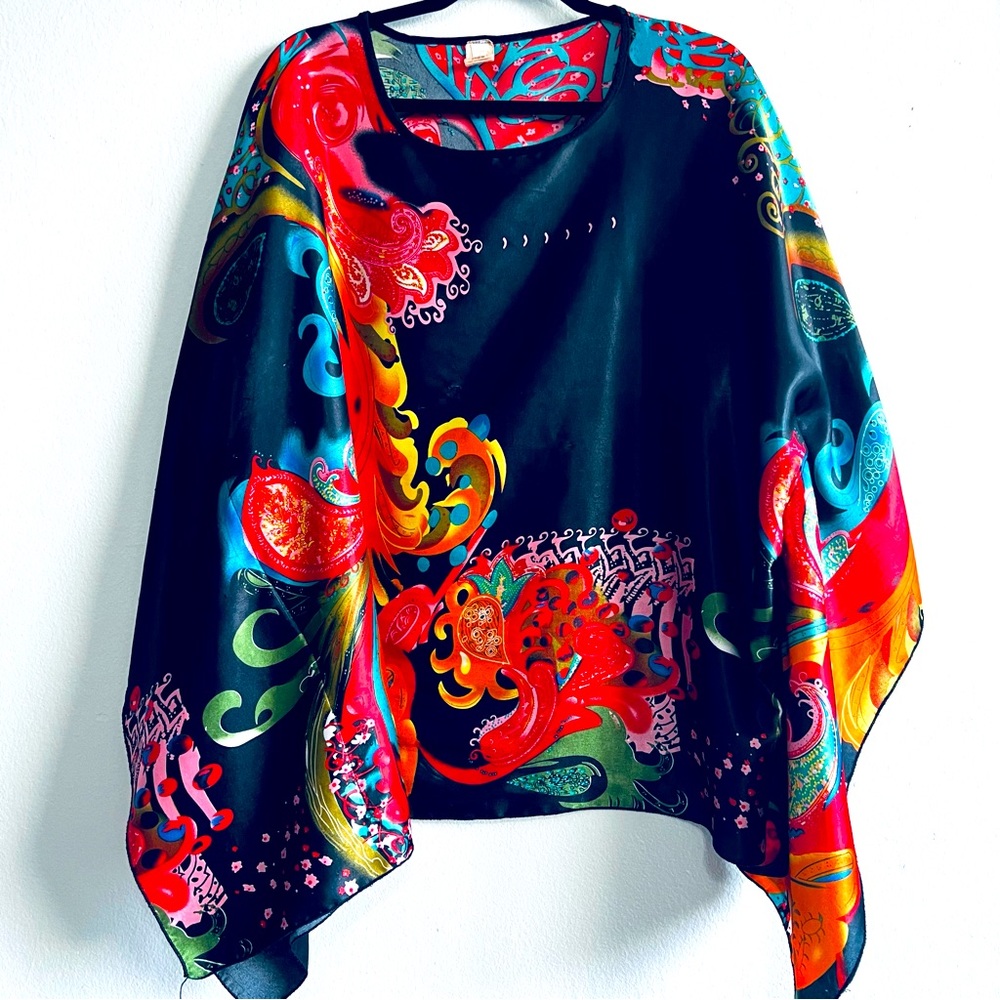 Black Elegant silk one size blouse.